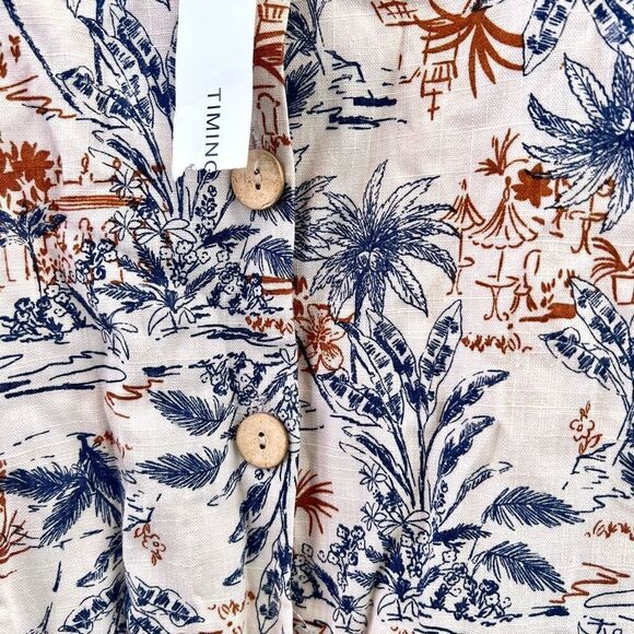 Timing Women's Multicolor Sleeveless Button-Front Linen Mini Dress Medium NWT - Picture 7 of 7